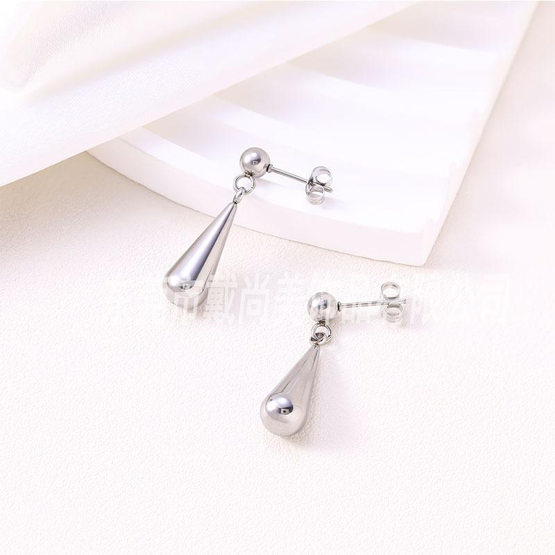 

New stainless steel water drop stud earrings trendy earrings versatile temperament not ins style earrings