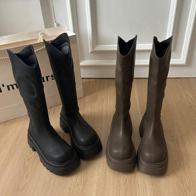 2025 Frühling und Herbst Neue Beliebte Ritterstiefel Vielseitige Dicksohlige Lässige Lange Stiefel Skinny Vielseitige Hohe Stiefel Damen