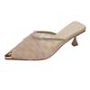 Pointed Stiletto Slippers Women's Outer Wear 2025 New Lace Hollow Temperament Fashion Fairy Style Metal Head Half Drag