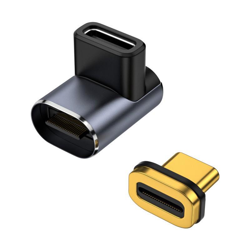 Magnetyczny Adapter USB4 Typu C, 140W, Wideo 8K@60Hz, Pełna Funkcjonalność 40Gbps, Szybkie Ładowanie PD, Kątowy Design.