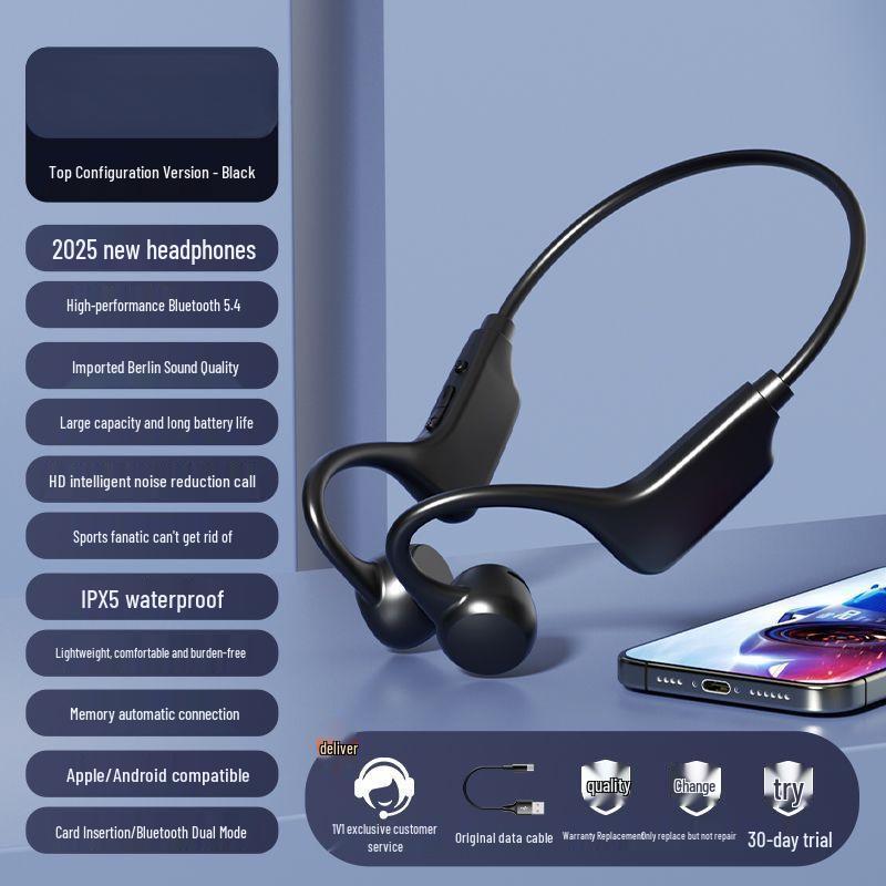 

2025 Air Conduction Bluetooth Headphones: Comfortable, Long Battery, Card Support, for Athletic Use Without Card
