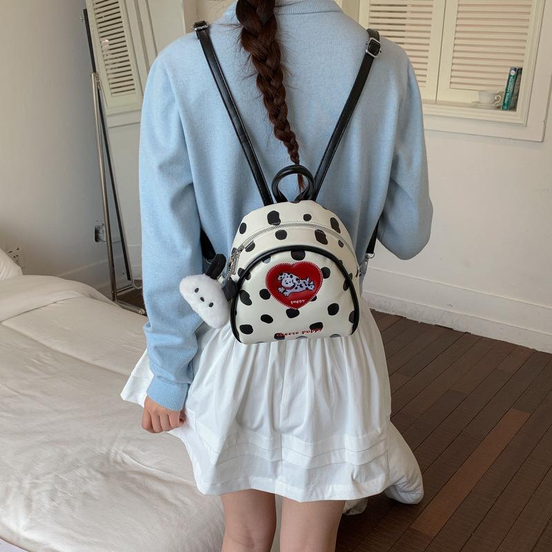 Schoolbag popular red puppy polka dot foreign style backpack original niche cute bag women's versatile handbag mini bag