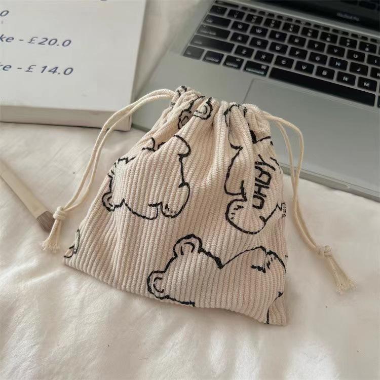 Storage Drawstring Pocket Bag Corduroy Storage Bag Small  Durable Fashionable