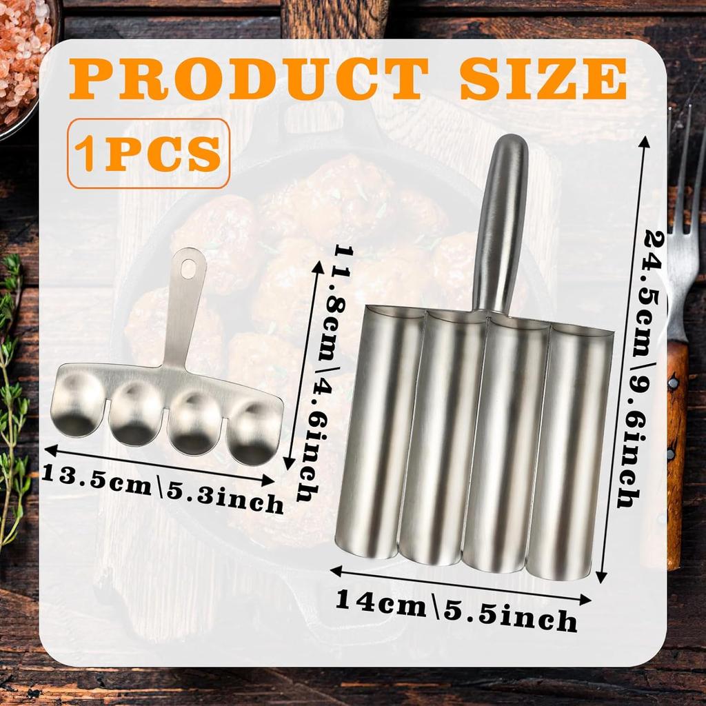 4-in-1 Meatball Maker Tool, Stainless Steel Meat Baller Maker, Kitchen Meatball Scoop Ball Maker Kit for Quick Making Meatballs