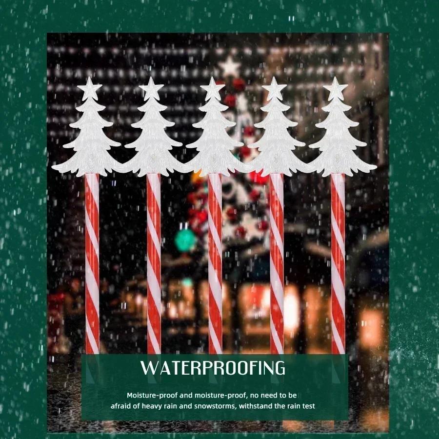 Outdoor Solar Christmas Lights Christmas Snowflake Star Solar Powered Lawn Garden Light Set Of 5 Waterproof Pathway Stake Lights