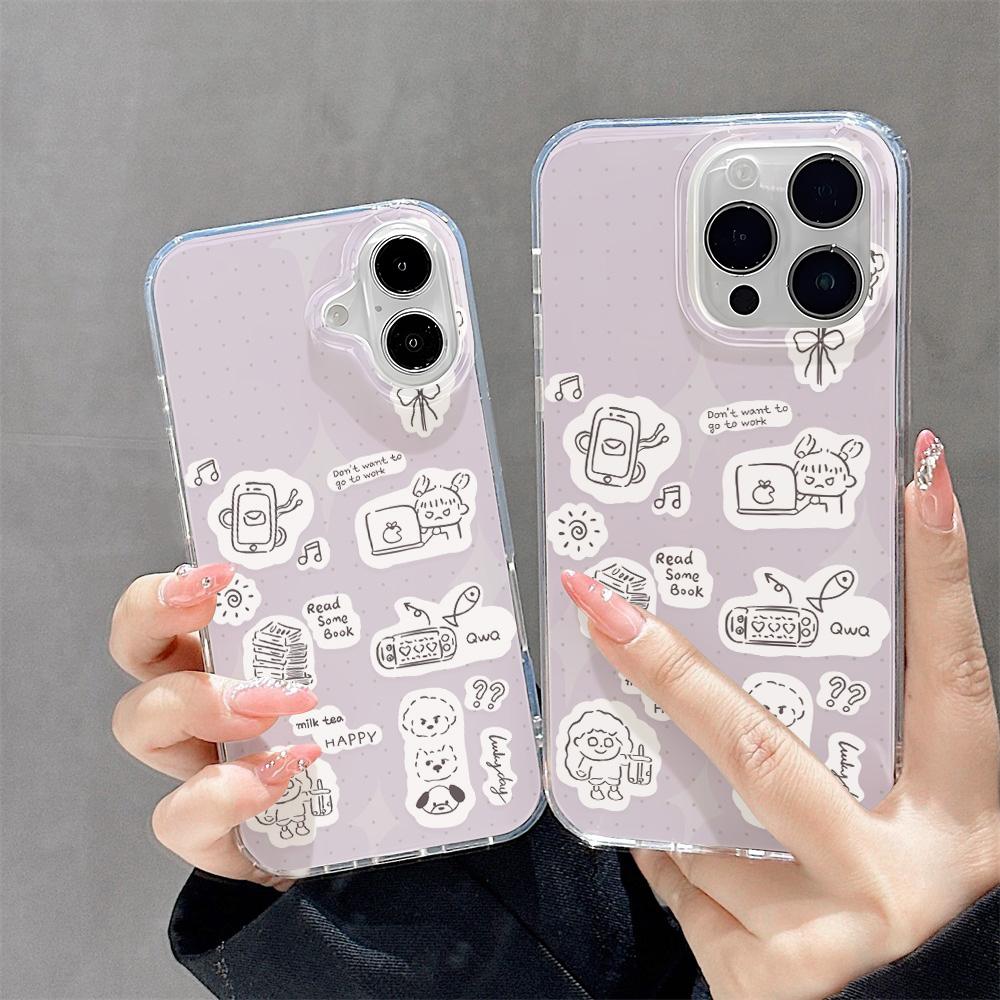 Painted Phone Case for iPhone 12 13 15 16 iPhone 16 12 13 14 15 Pro  14 15 16 Pro Max Coverage Shockproof Anti-Fingerprint Fresh Style Protective Case