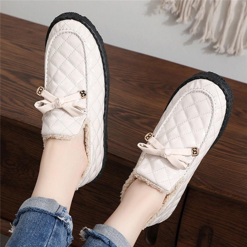 Winter Cotton Shoes Women's 2025 New Platform Snow Boots Wear Warm Checkered Fleece Cotton Boots, Non-slip Bread Cotton Boots