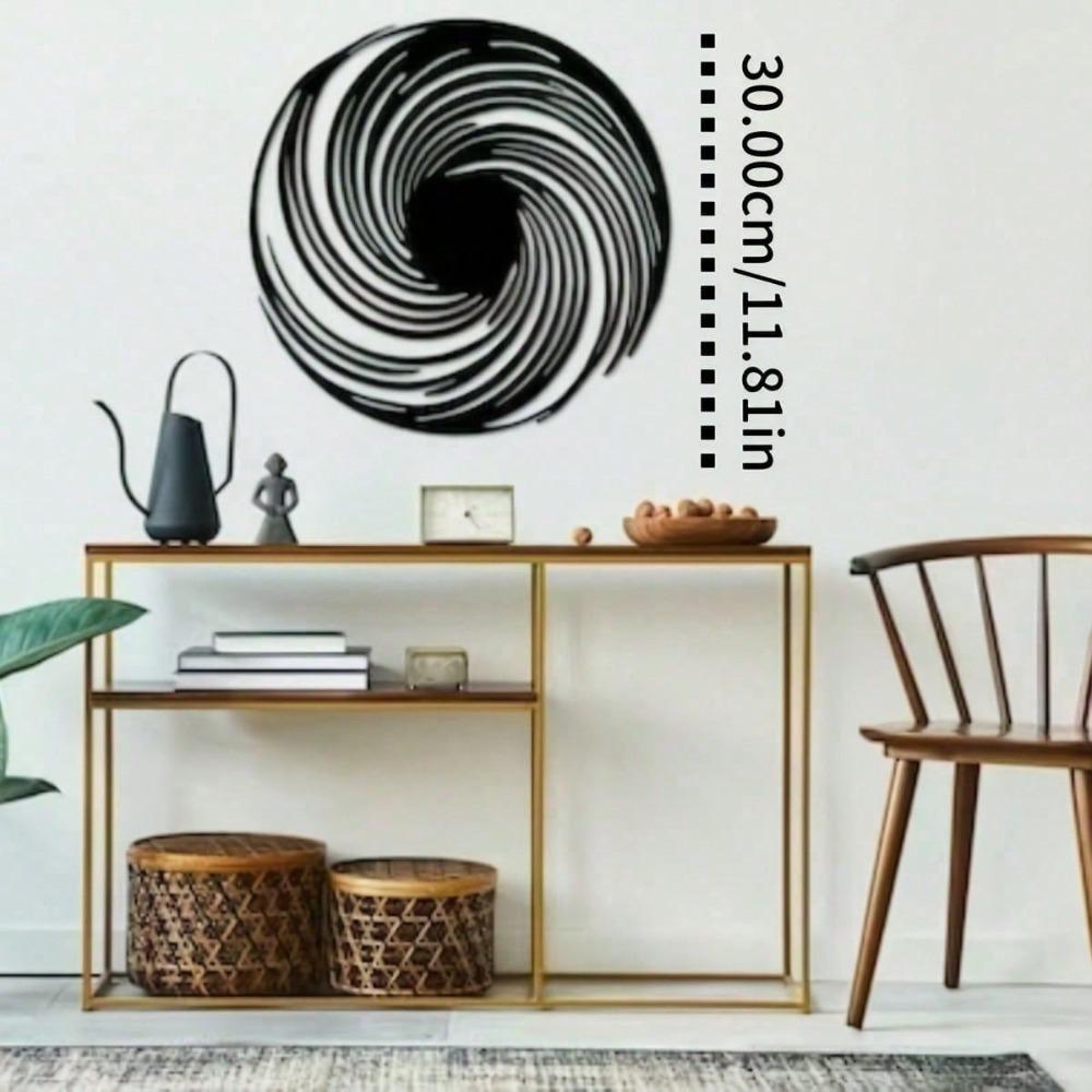 Modern Black Hole Metal Wall Art Spiral Illusion Abstract Geometric Sculpture Matte Black Designer Home Decor Gift