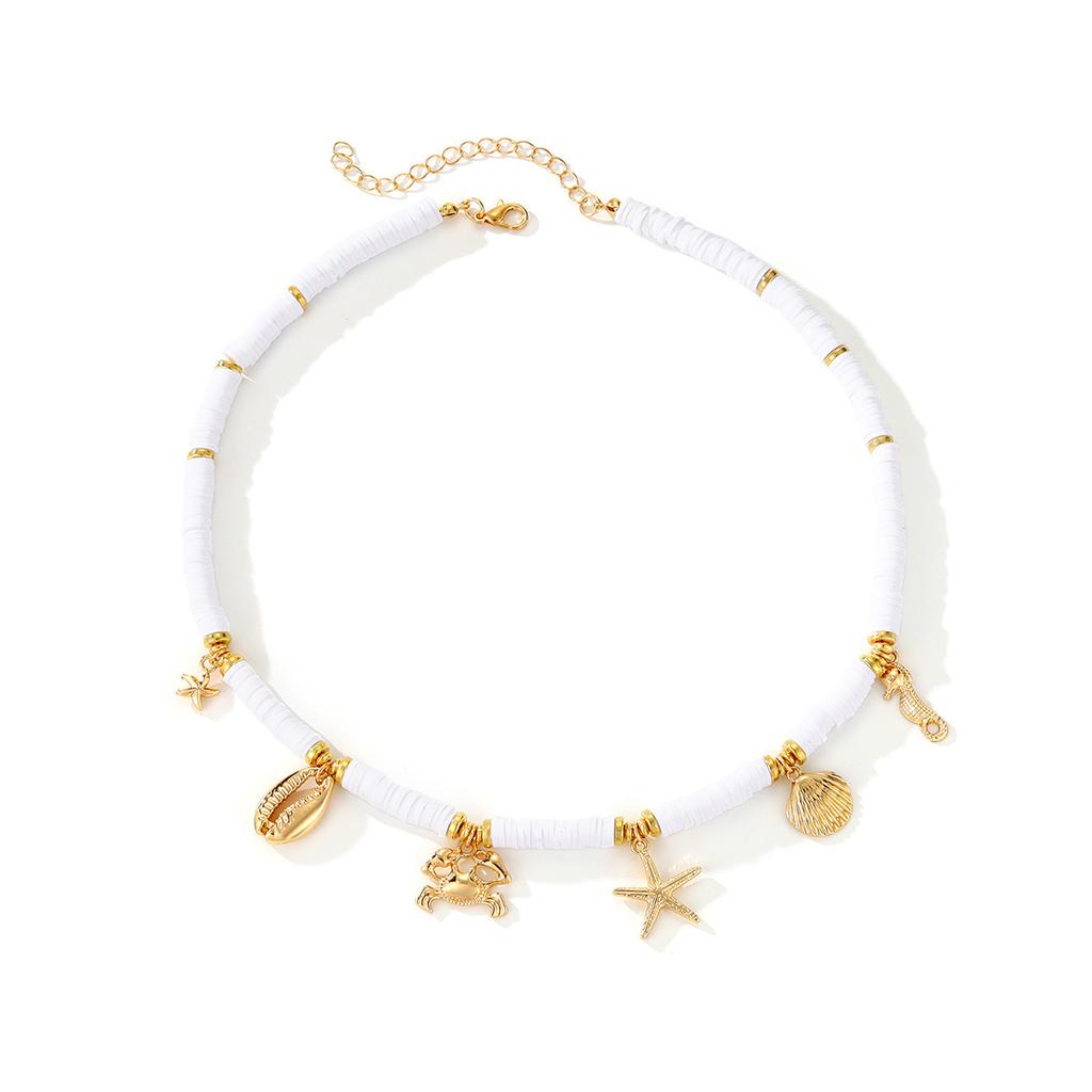 European and American Marine Element Alloy Summer Beach Shell Necklace, Personalized High-end Starfish Multi-layer Collarbone Chain