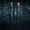 Halloween Ghost Skeleton Head With Long Hair Red Blinking Eye Horror Photo Prop For Home Garden Outdoor Party Decoration Decor