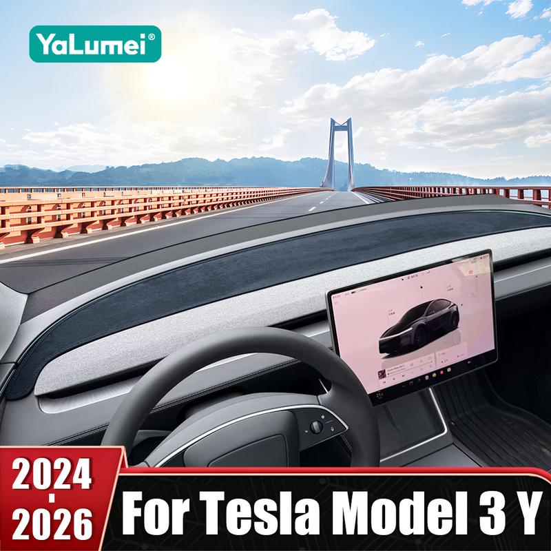 Car Dashboard Cover Mat Avoid Light Pad Anti-UV Carpets Accessories For Tesla Model Y Juniper 2025 2026 Model 3 Highland 2024