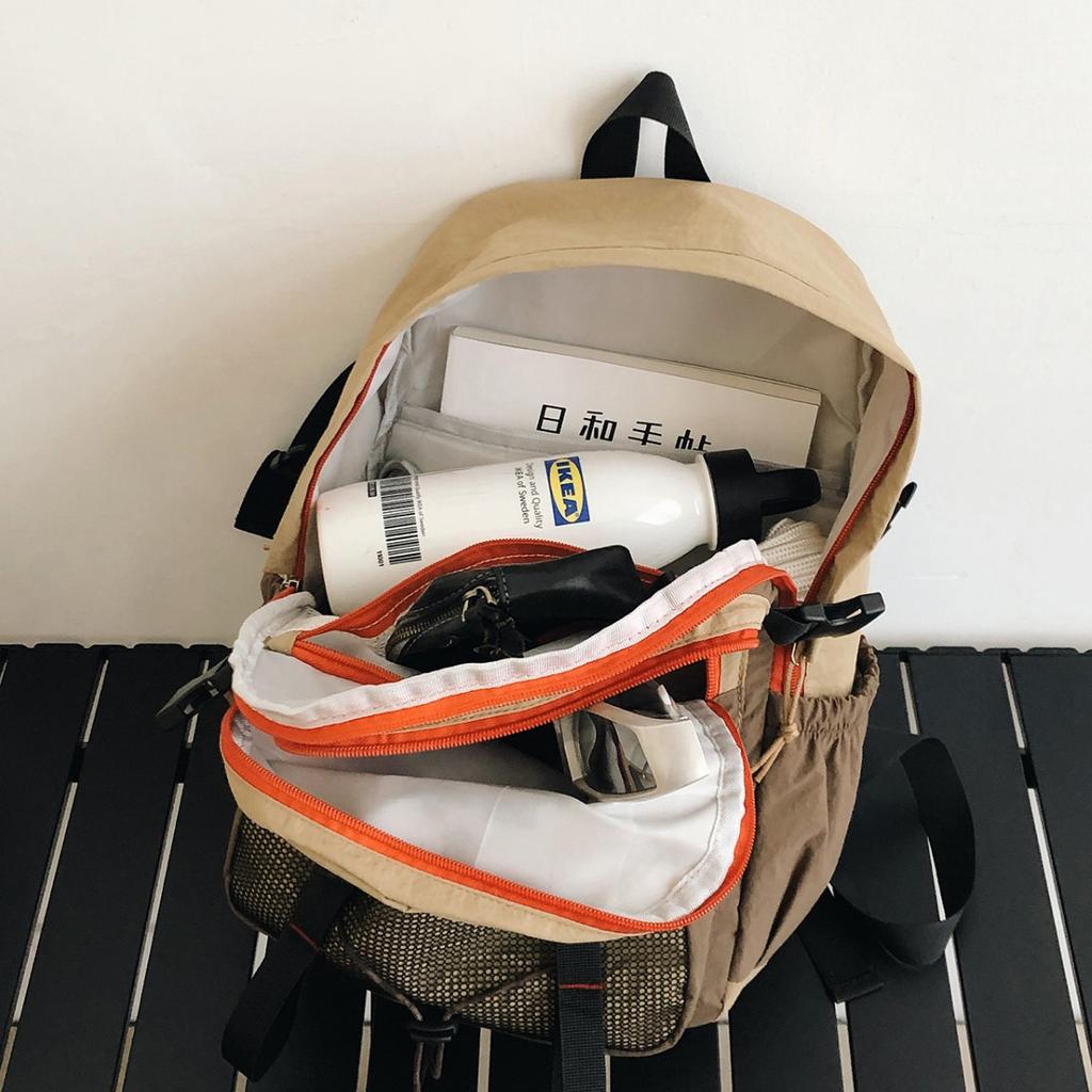 Schoolbag Outdoor lightweight contrasting color small backpack men's and women's sports and leisure travel bag nylon water-proof mountaineering