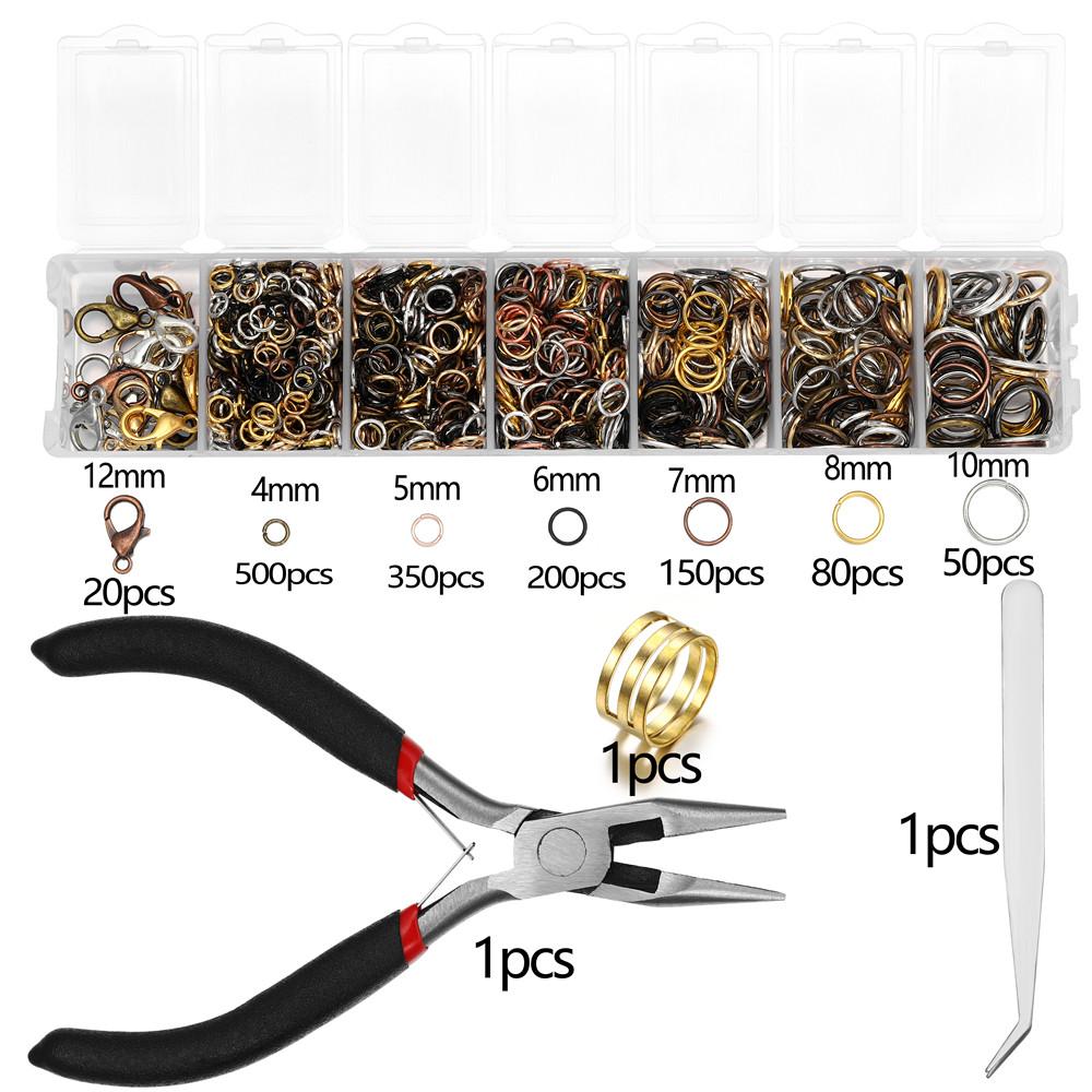 1353Pcs/Set Alloy Lobster Clasp Jump Rings Needle Nose Pliers Tweezers Open Ring Jewelry Accessories Kit for DIY Jewelry Making