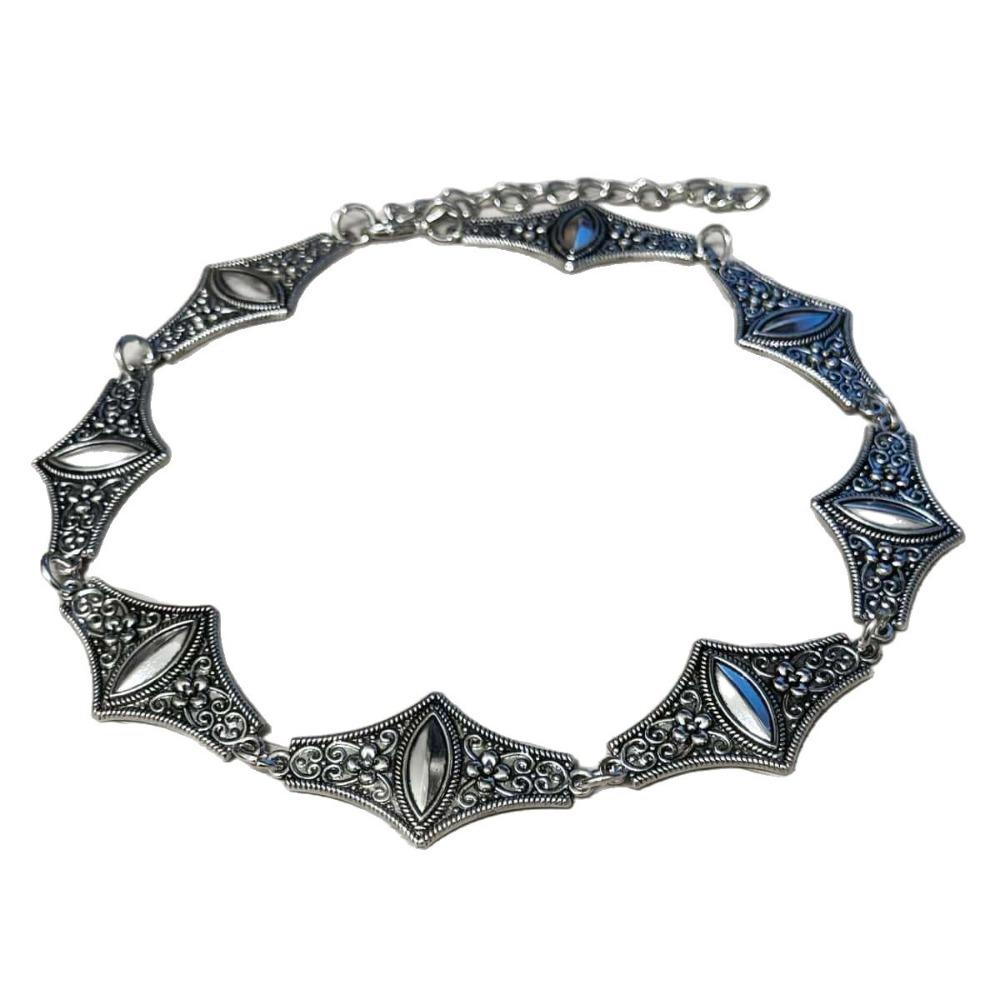 Boho Western Vintage Floral Carved Design Choker Silver Color Necklace for Men Women Exaggerated Punk Daily Wear Party Jewelry