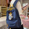 Schoolbag Hemp White Soft Cloud Smudge Graffiti Schoolbag Junior High School Student American Retro Style Leisure Commute Travel School Backpack