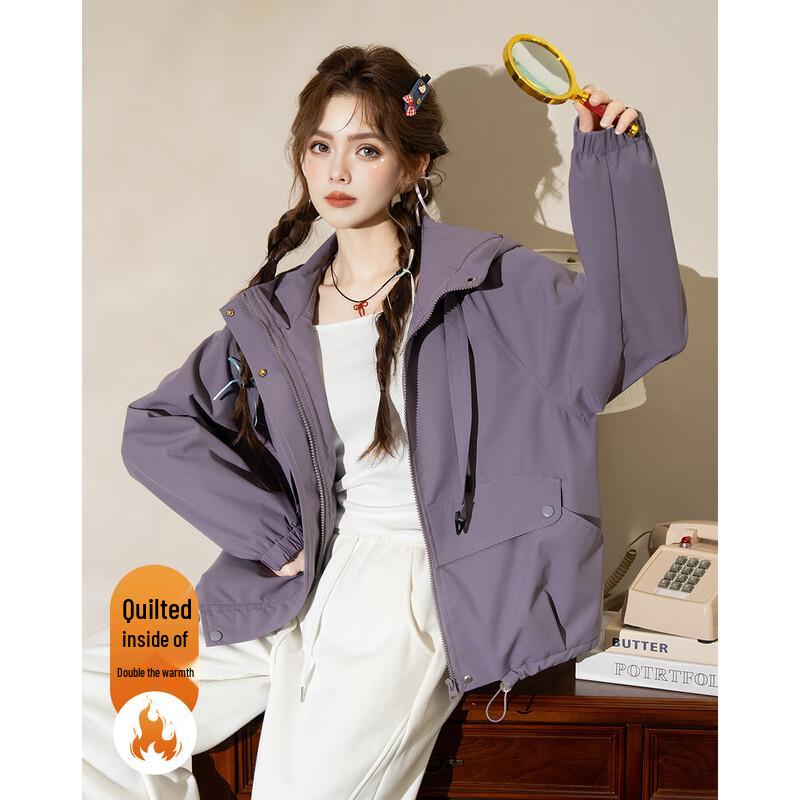 TERRE BLEUE Women's Short Hooded Casual Jacket