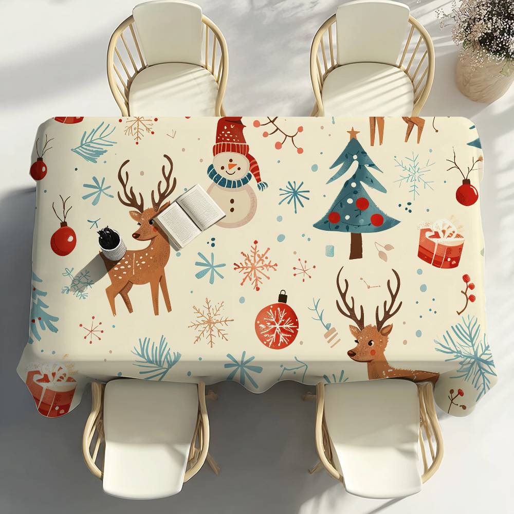 Christmas Pattern Design Table Cloth Party Decor Dining Room Home Kitchen Patios Waterproof Stain-Proof Table Cloth