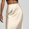 Women Midi Skirt Mid-rise A-Line Solid Color Fishtail Skirt Smooth Fabric Office Lady Skirt