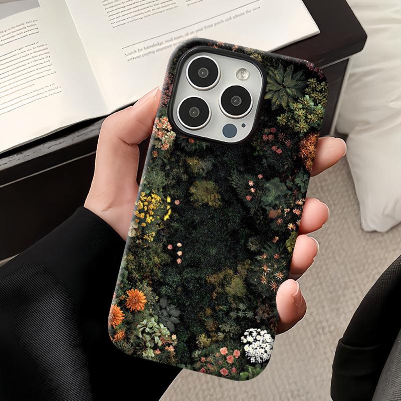 

Deep Green Hidden Flower for Apple 17 Promax Cartoon Cute for IPhone 16 Pro Camera Package 15 New 14 For Apple 7