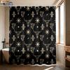 1 Piece Retro Horn Print Waterproof Shower Curtain Partition Privacy Hanging Curtain With 12 Hooks In Multiple Sizes