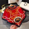 French light luxury chain small square scarf simulation silk printing silk scarf headscarf women's spring and summer scarf temperament scarf scarf new