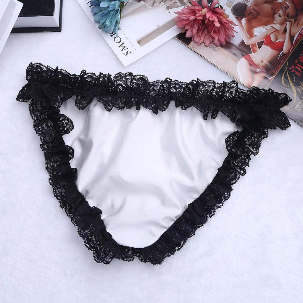 Men Briefs Briefs Underwear Satin Lace Bow Thong Panties Panties Underpants