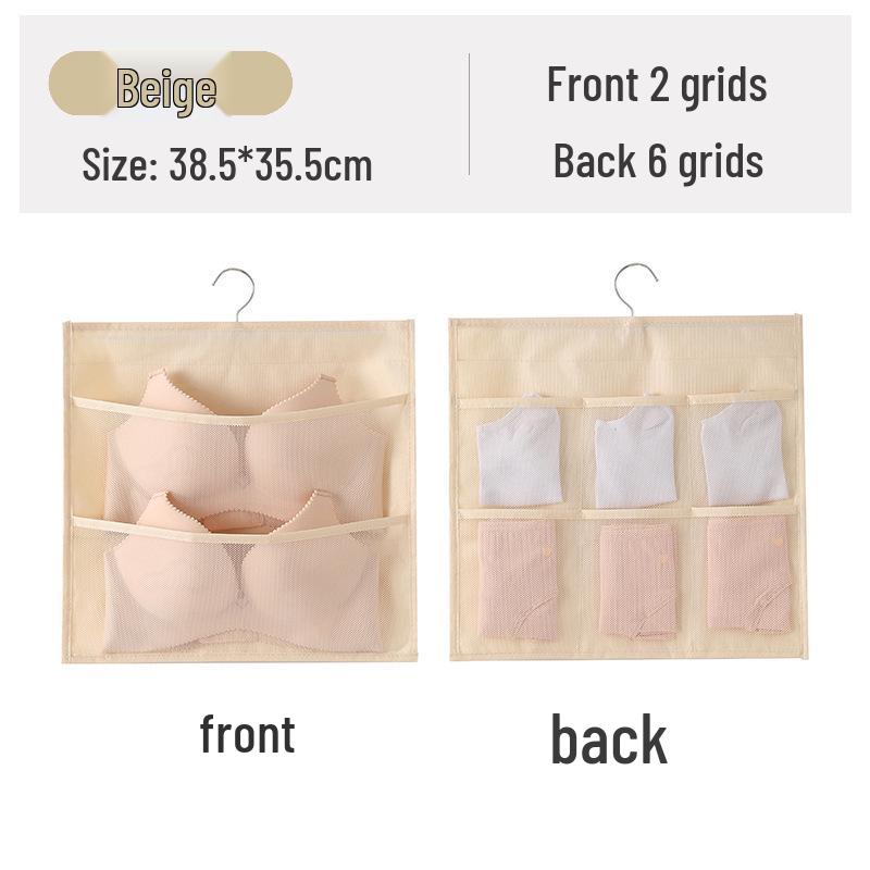 Dual-Sided Hanging Underwear Organizer for Wall or Dorm, Ideal for Bras and Panties.