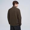 GIOVANNI VALENTINO Men's 100% Wool Cable Knit Mock Neck Zip Sweater