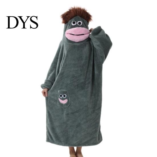 Morbida Calda Tuta da Casa, Coperta Indossabile con Cappuccio Creatura dalla Grande Bocca, Felpa Larga in Pile con Cappuccio Peluche per Donna Uomo, Mantello Cosplay Invernale con Bottoni