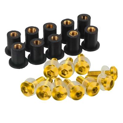 10pcs Motorcycle Windshield Modification Screws for S1000RR 2016-2022 2023 5mm Motorcycle Windshield Bolts Nuts (Yellow)