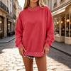 Women's Casual Versatile Color Block Pullover Sweatshirt with Polka Dot Print