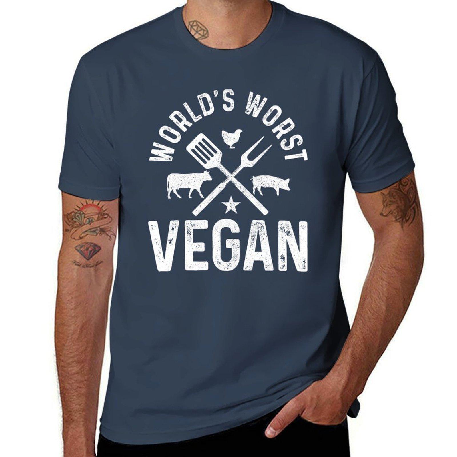 Worlds Worst Vegan Funny Butcher Meat Lover BBQ TShirt Everyday Wear Basic Short Sleeve Top S