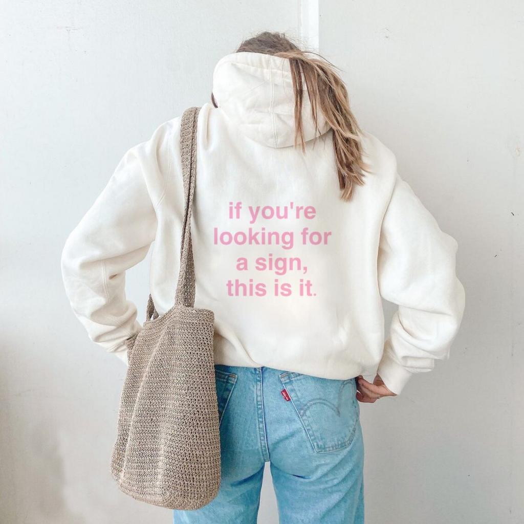 Wenn Sie nach einem Zeichen suchen, ist dies das Richtige für Sie. Kapuzenpullover für Damen, Sweatshirts, Pullover, Unisex-Oberteil aus reiner Baumwolle, lässige Kapuzenpullover