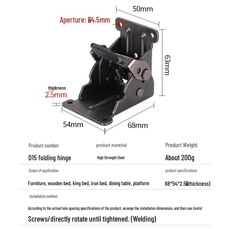 90° Right Angle Self-Locking Folding Hinge for Table or Stool