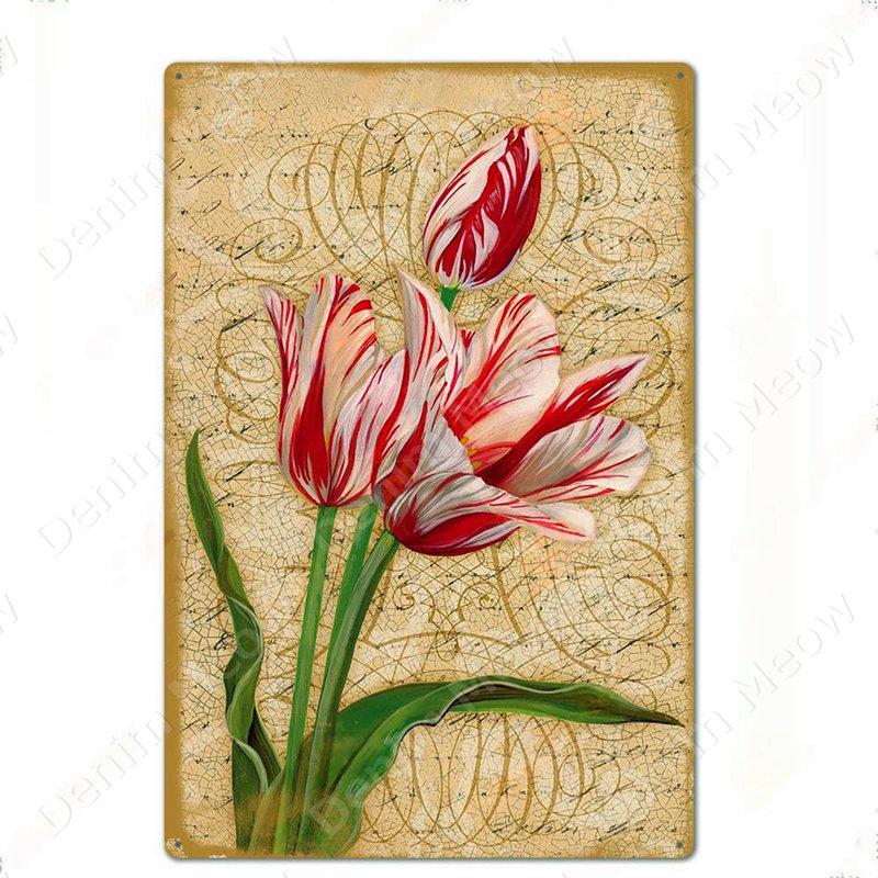 Blumen Retro Metallschild für Hinterhof Schlafzimmer Dekorationen, Rosen Wandkunst Poster, Lavendel Vintage Blechschild, Liebesgeschenk für Frau