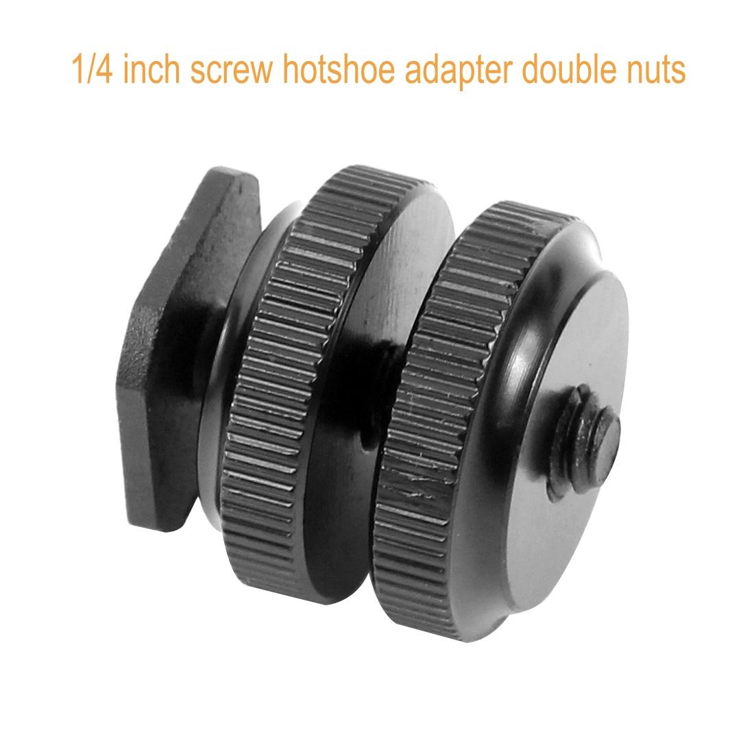 

3/8 1/4 Двойная гайка Одинарный холодный башмак Крепление для штатива к вспышке Горячий башмак Адаптер с винтом для экшн-камеры GoPro Hero DSLR Фотостудия