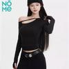 NOME Women's Off-Shoulder Oblique Collar Long Sleeve Top