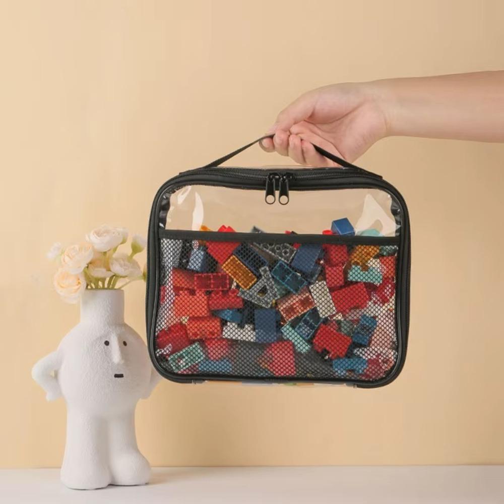 PVC Transparent Mesh Storage Bag Waterproof Zipper Bag Portable Makeup Storage Bag  Travel