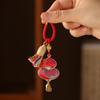 Handmade Chinese Brocade Gourd Keychain Good Luck Auspicious Hanging Charm for Purse Decoration New Year Present