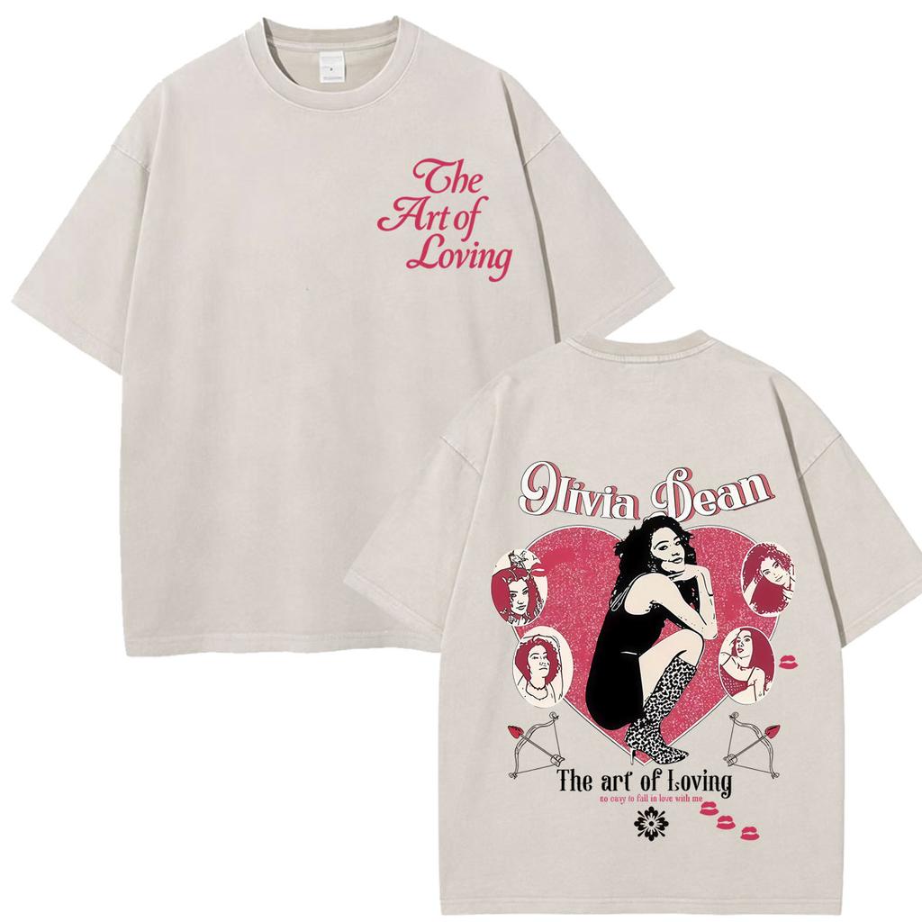 Olivia Dean Art Of Loving Tour 2026 Graphic Vintage Washed Tshirt Unisex Unisex Summer Loose Casual Cotton Oversized Tshirts Tops