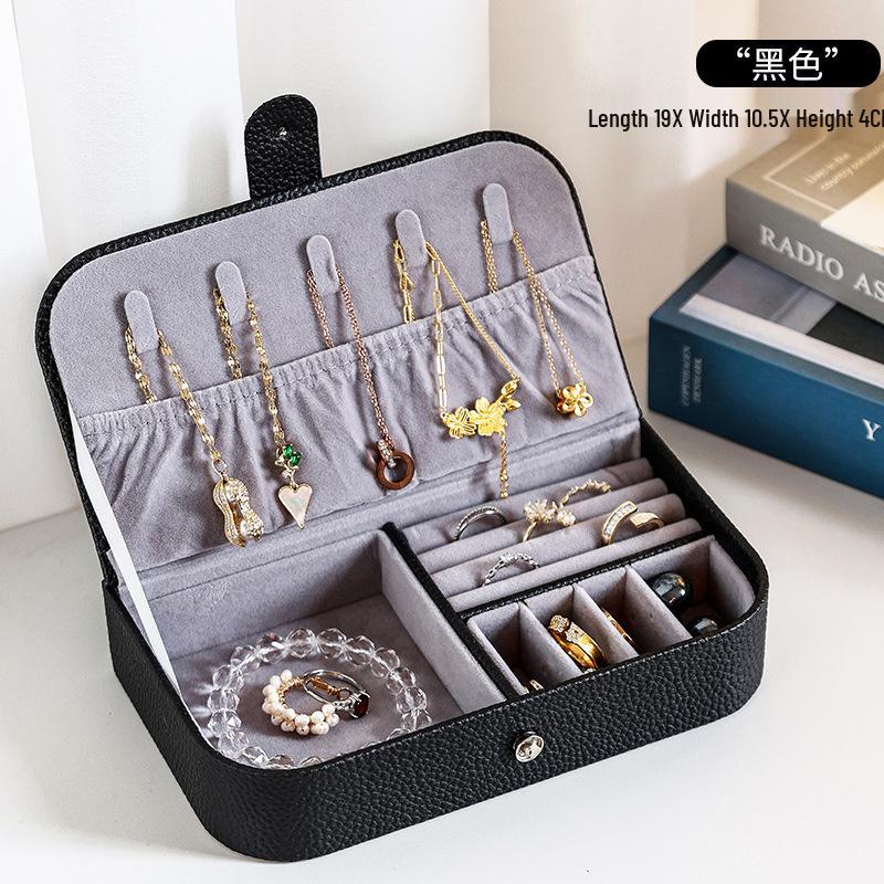 

Compact High-End Travel Jewelry Box for Studs, Rings, Necklaces, Earrings, and Bracelets