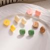 Dopamine Candy Color Square Silver Needle Stud Earrings Spring And Summer Sweet Simple Earrings High Sense Women'S Fashion Versatile Earrings