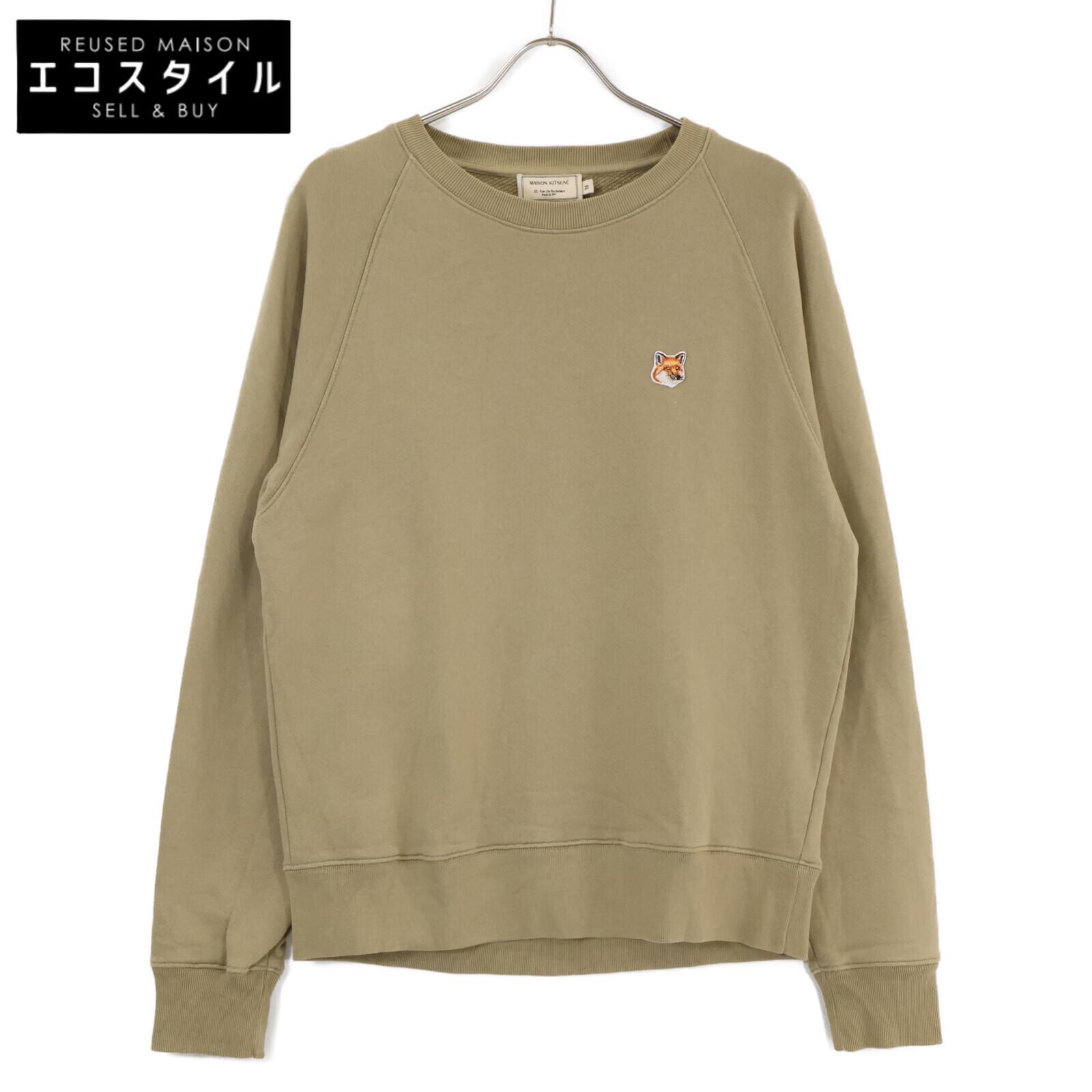 

MAISON KITSUNE Khaki Beige Fox Head Crew Neck Sweatshirt tops M khakiUsed