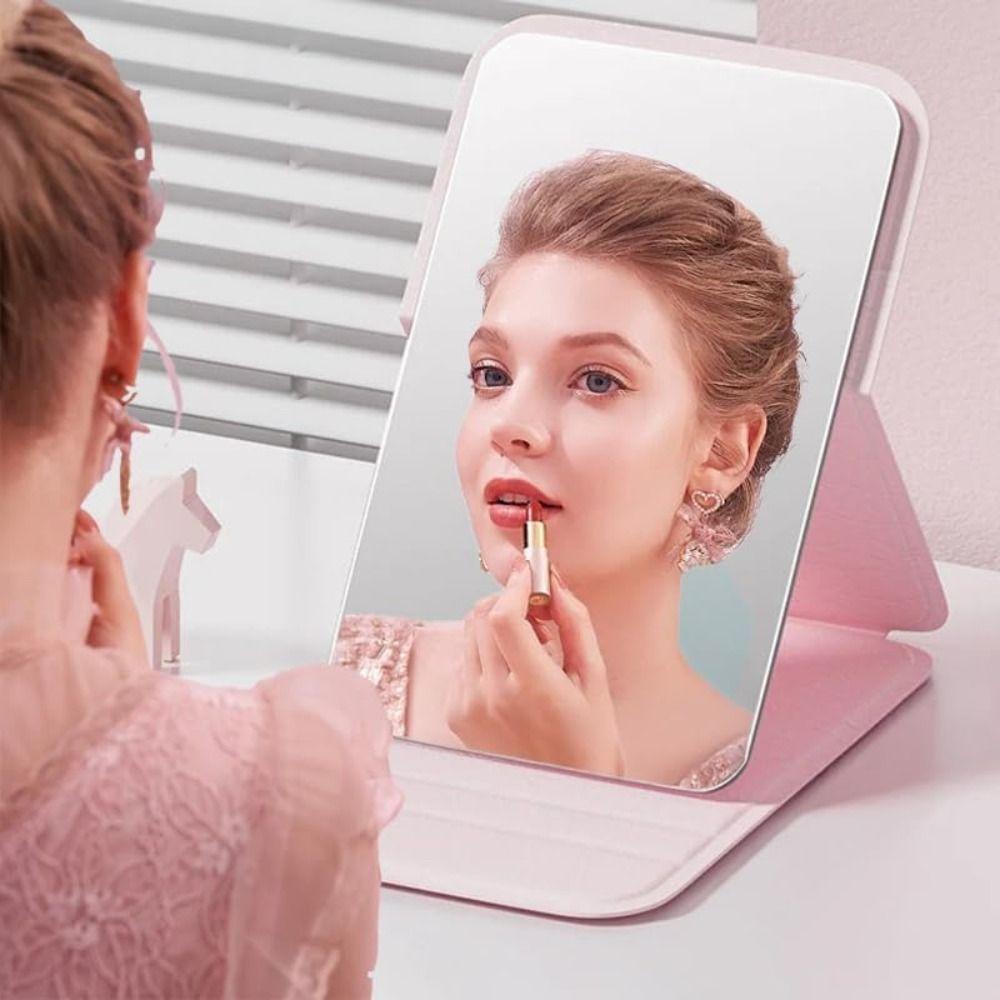 Portable Personal Makeup Mirror Solid Color Pocket Mirror Cute Foldable Makeup Mirror Bedroom