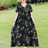 Elegant Women's Dresses Summer Vintage Clothes Plus Size Short Sleeve Casual Loose Long Dress