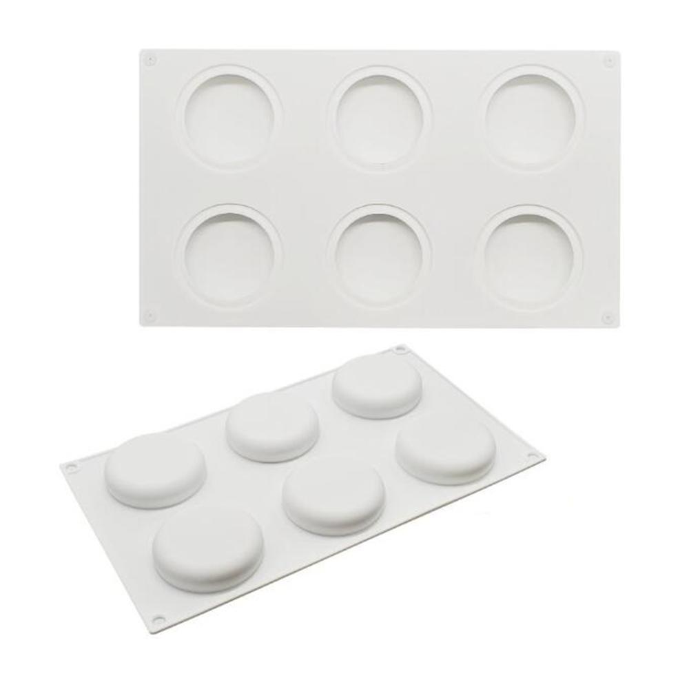 6 Holes Silicone Oblate Round Tart Cake Mold Decoration Dessert Mould For Christmas Baking Tartlet Mould Mousse Chocolate Pan