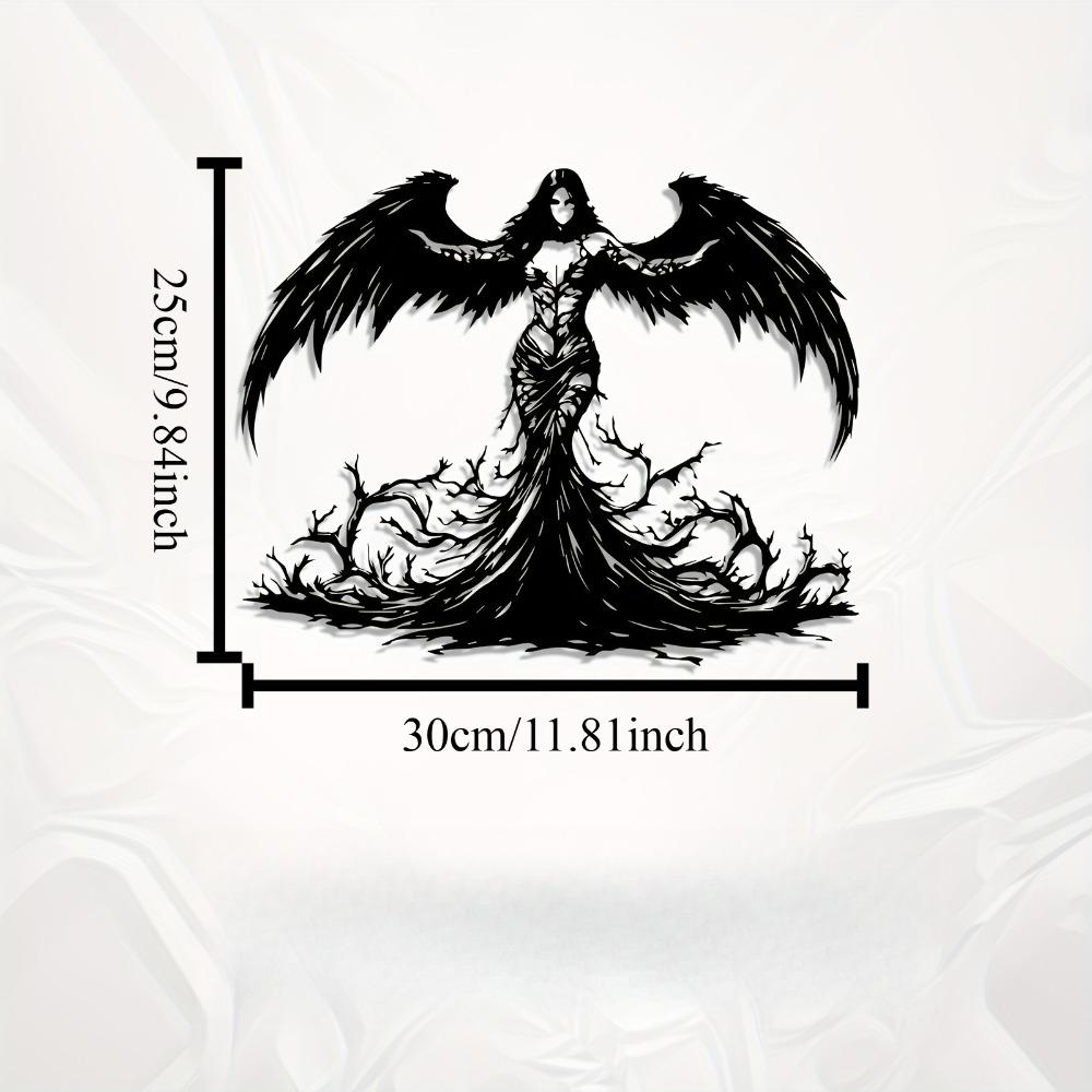 

1pc Gothic Angel Metal Wall Art, Dramatic Statue Mural, Weather Resistant Decor for Indoor Outdoor Fence, Halloween Gift for Gothic Enthusiasts 12in