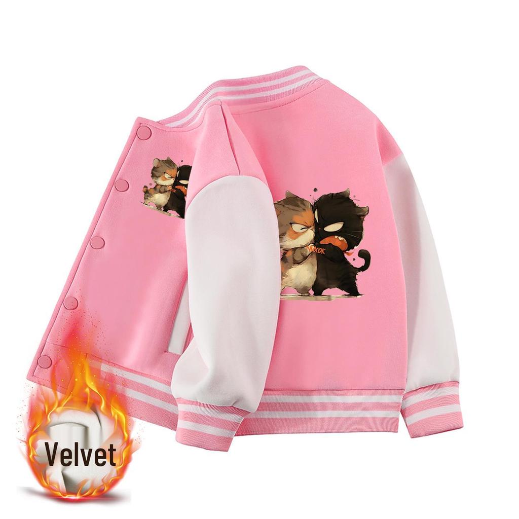 Boys' 2026 Fleece-Lined Baseball Jacket for Spring and Autumn