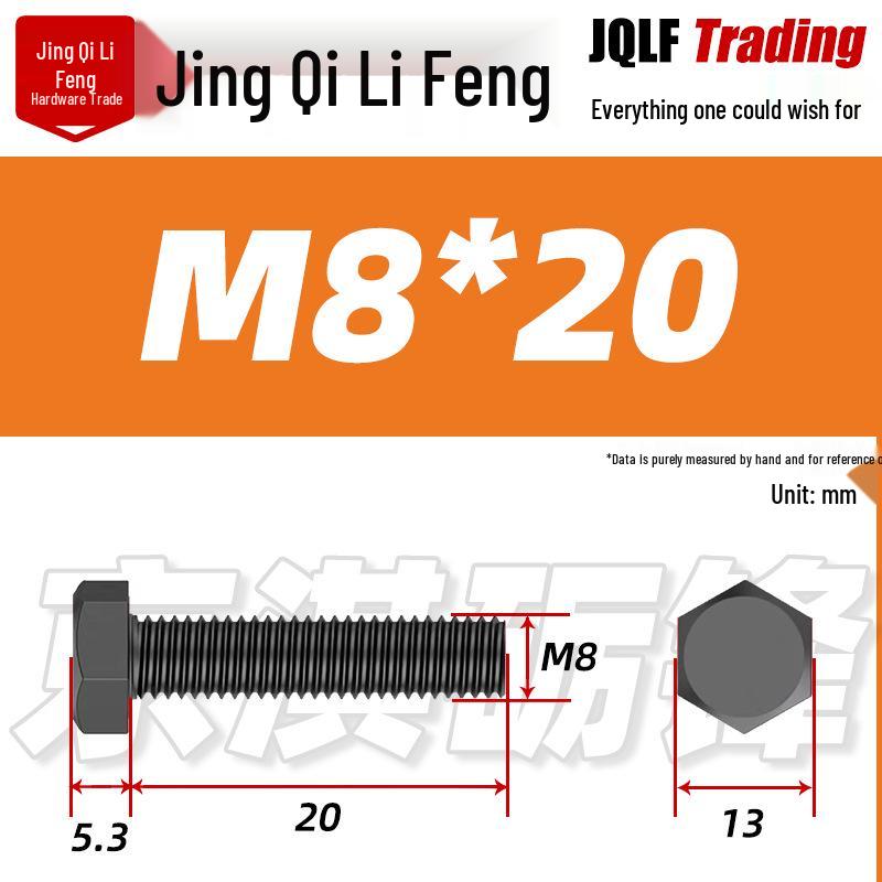 Grade 12.9 Reverse Thread Hex Bolt, M6-M24 High-Strength Blackened Hexagon Screw