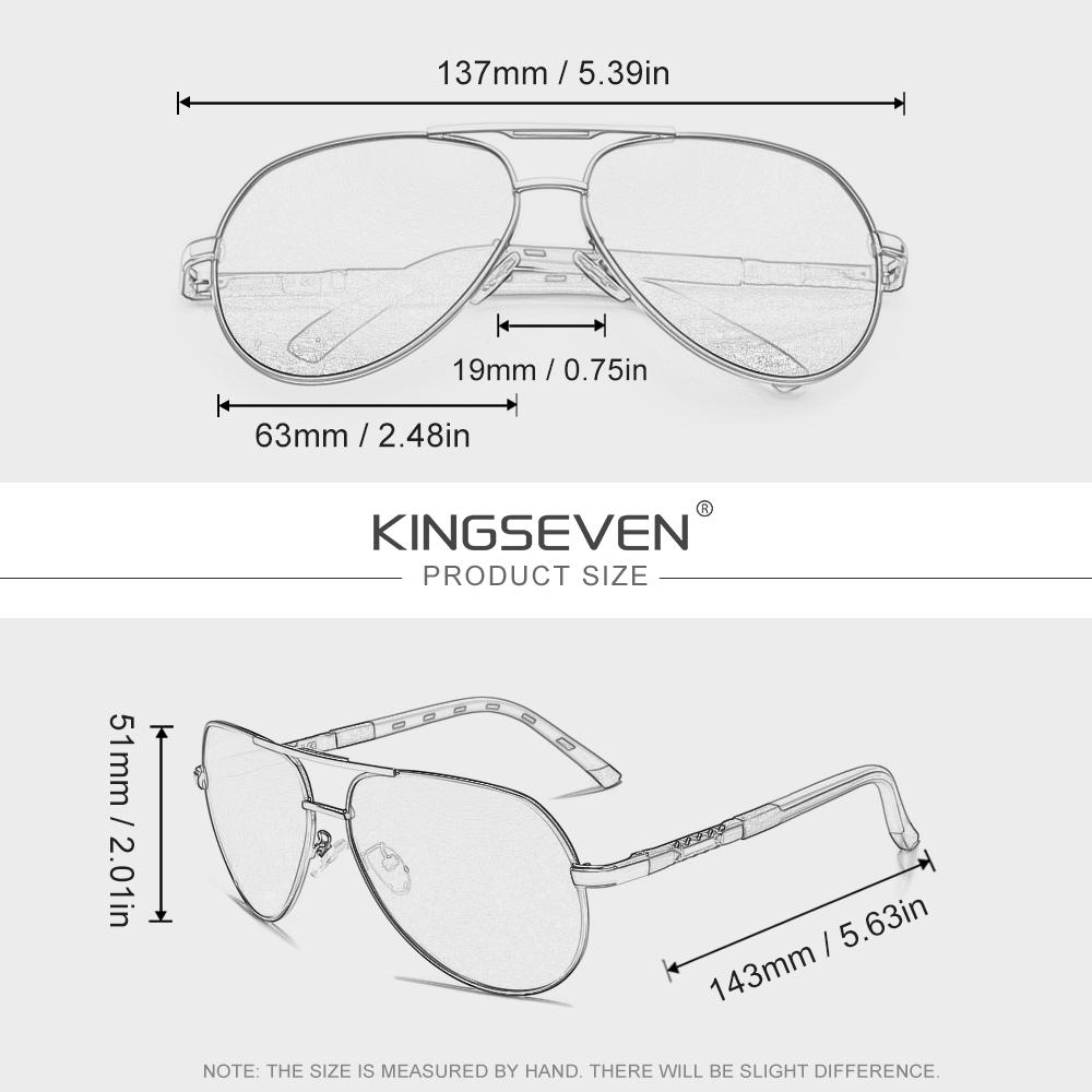 KINGSEVEN Classical Pilot Sunglasses Men Women Fashion Vintage Outdoor Travel Anti-Glare Polarized UV400 Summer Male Eyeglasses